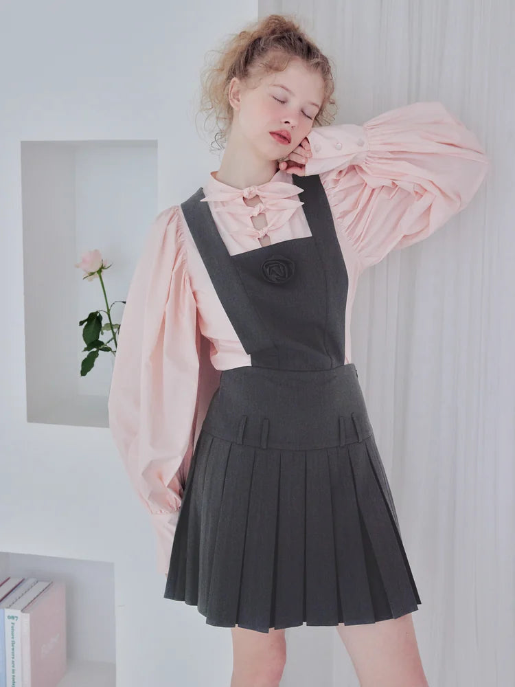 Rose pleated apron dress look