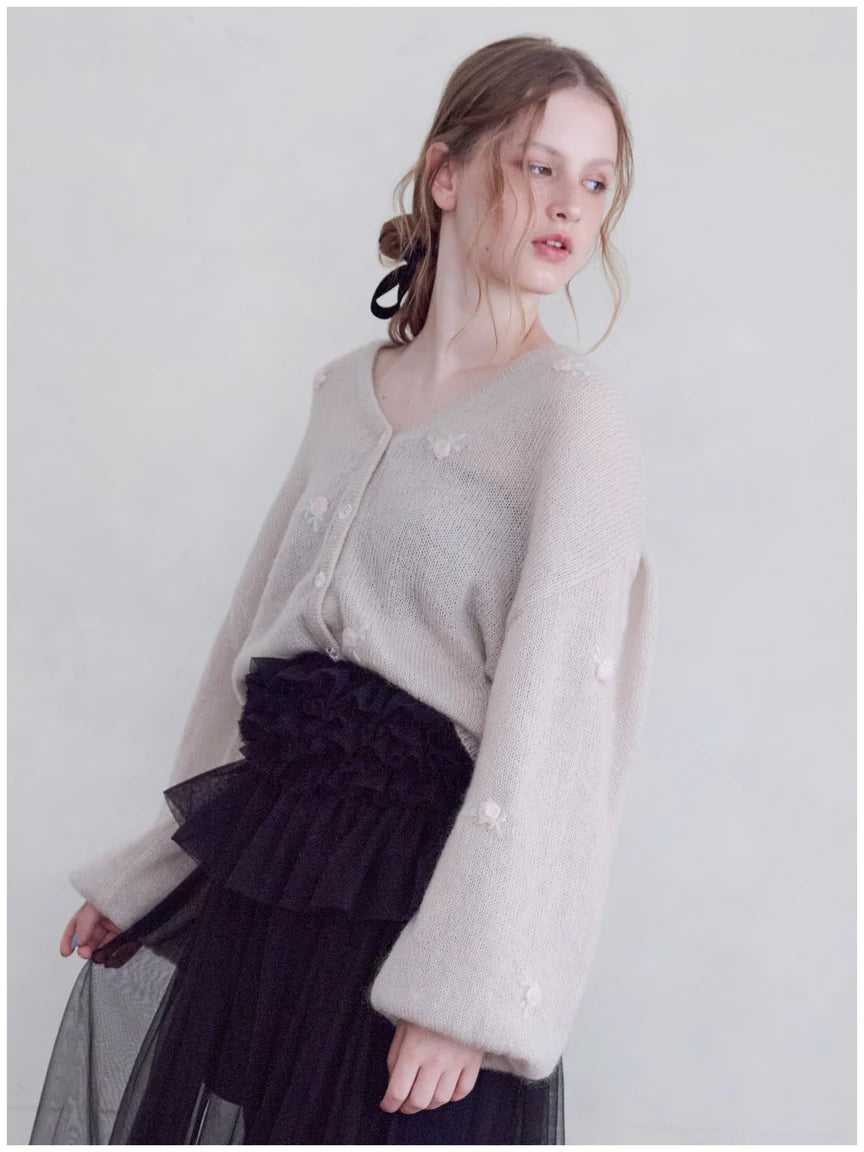 Many rose embroidery cardigan — 2