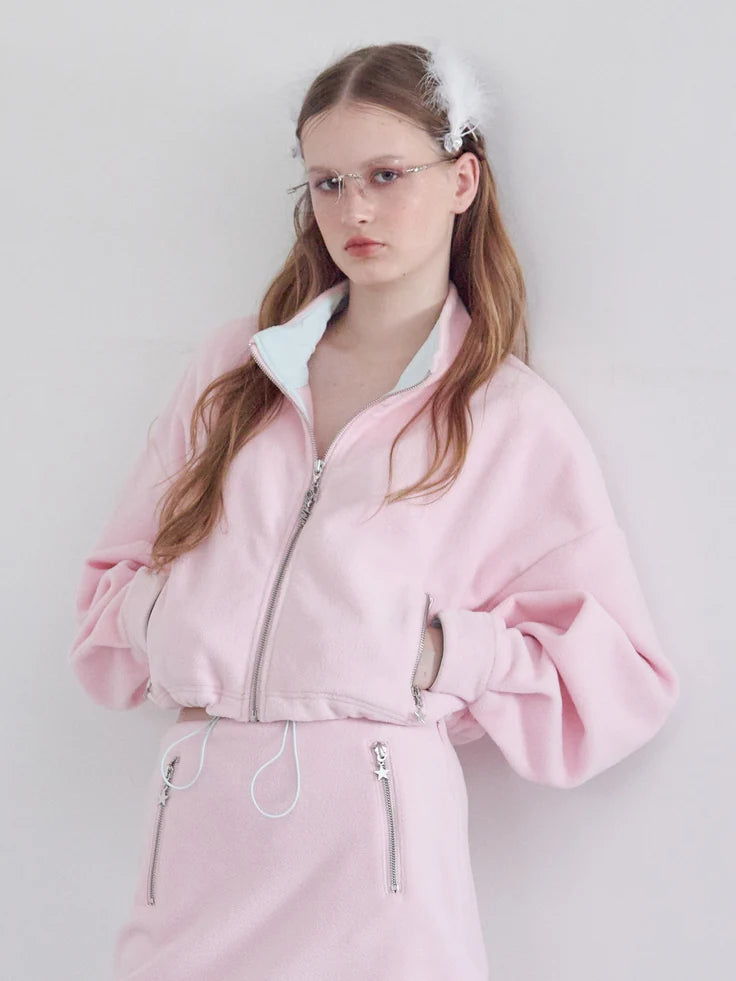 Fleece mini skirt pink